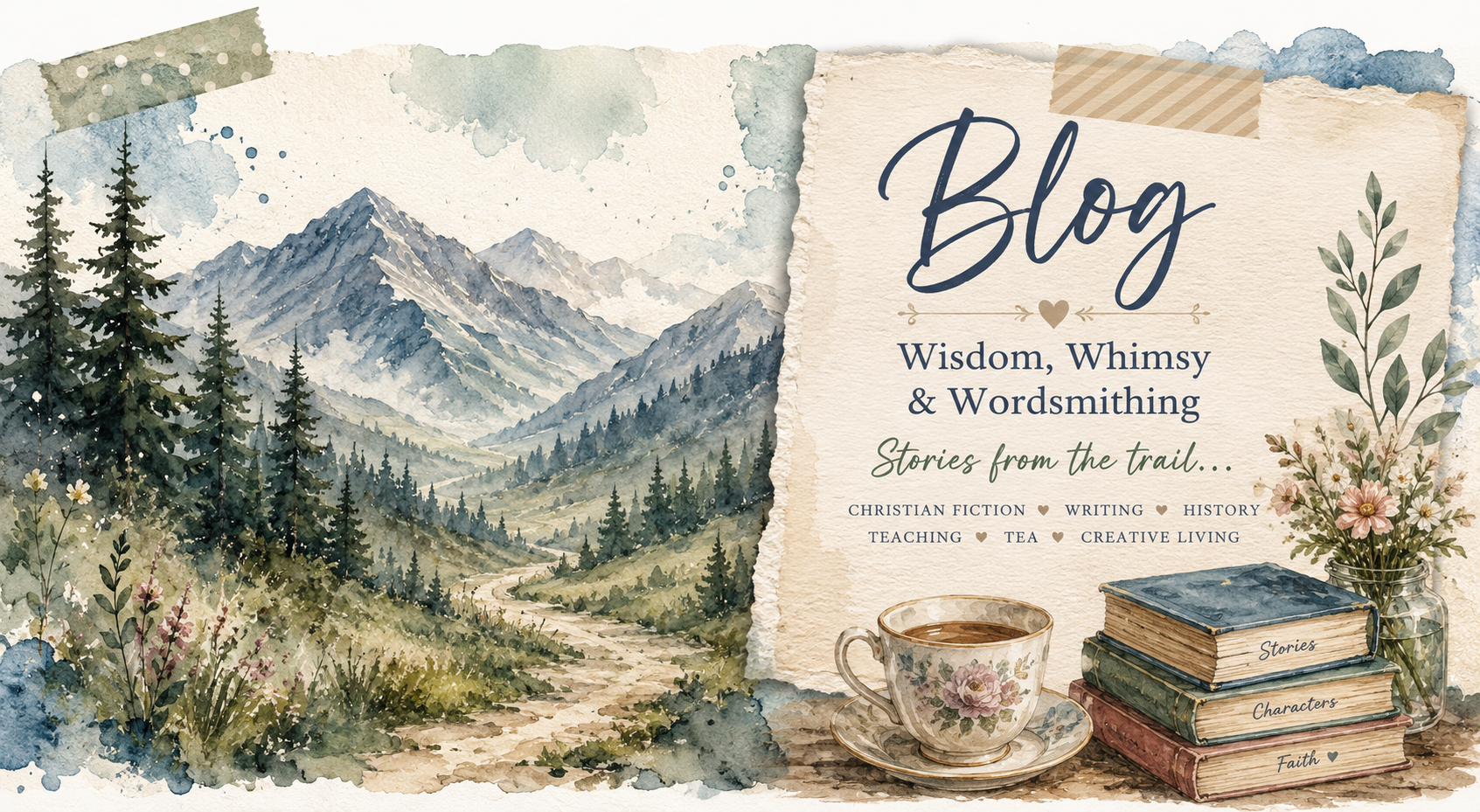 Blog header mountains in the background